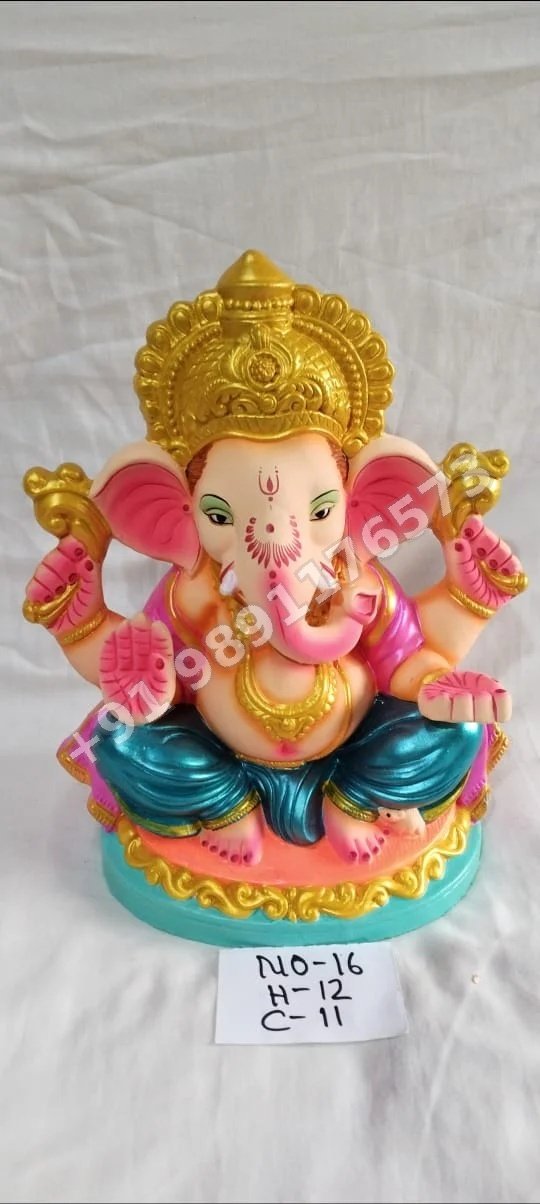 COLOUR FULL TERRACOTTA GANESHA STATUE